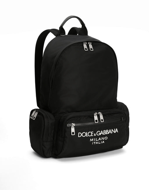 NYLON BACKPACK WITH RUBBERIZED LOGO