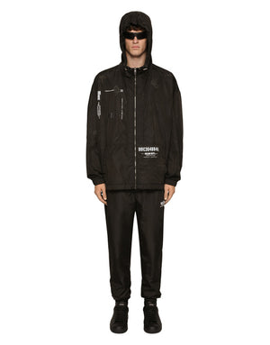 HOODED NYLON JACKET WITH DGVIB3 PRINT
