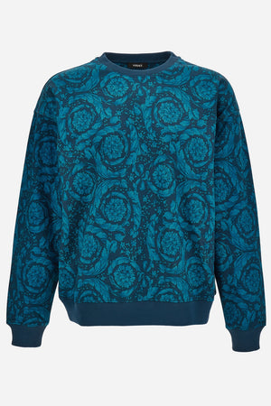Sweatshirt In Non-Brushed Sweatshirt Fabric With Allover Baroque 92 Print