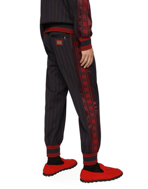 PINSTRIPE JOGGING PANTS WITH BRANDED BANDS
