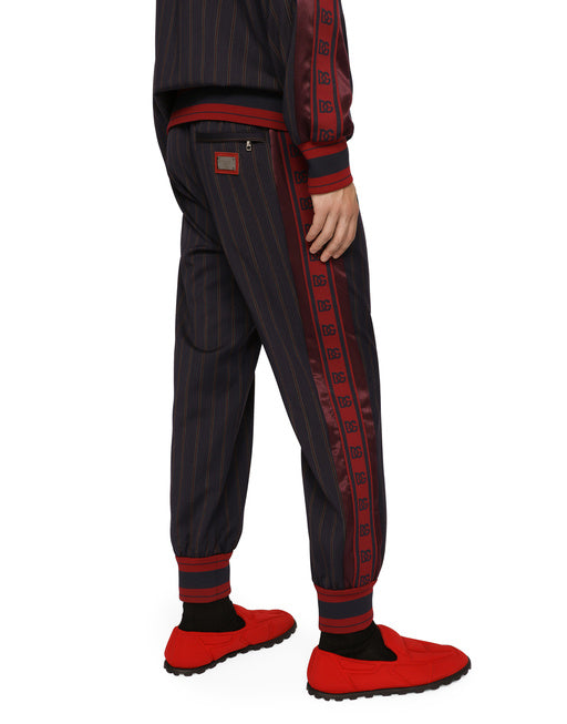 PINSTRIPE JOGGING PANTS WITH BRANDED BANDS