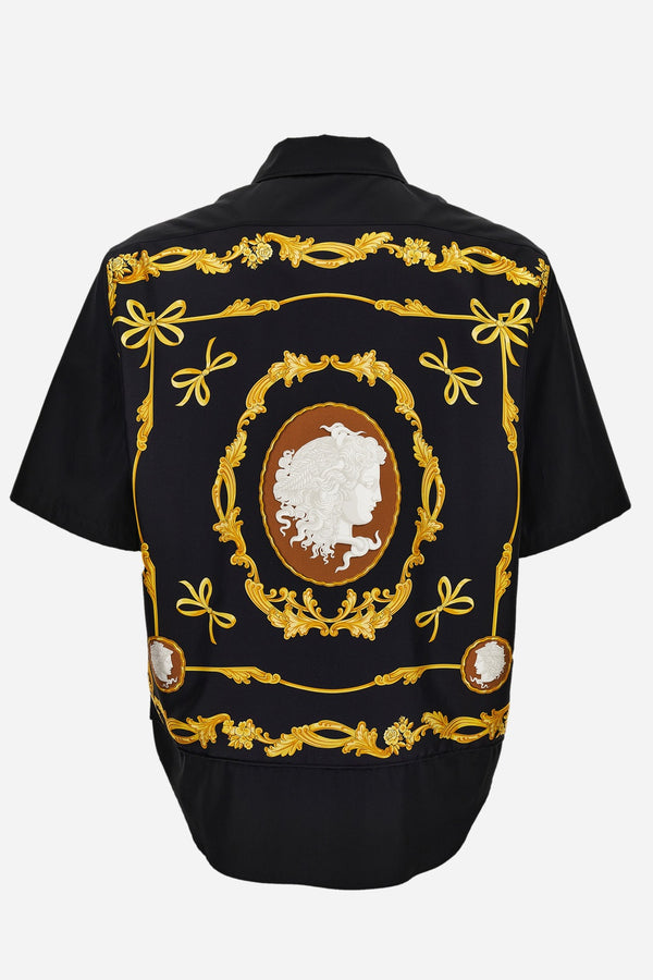 Informal Shirt In Cotton Poplin Fabric-Silk Twill Medusa Cameo Print-Versace Embroidery