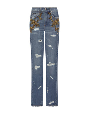 FLARED JEANS WITH FRENCH WIRE EMBELLISHMENT