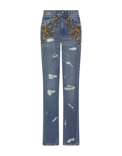 FLARED JEANS WITH FRENCH WIRE EMBELLISHMENT
