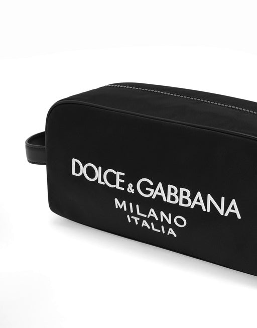 NYLON TOILETRY BAG WITH RUBBERIZED LOGO