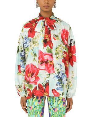 HABOTAI SHIRT WITH PICTORIAL GARDEN PRINT