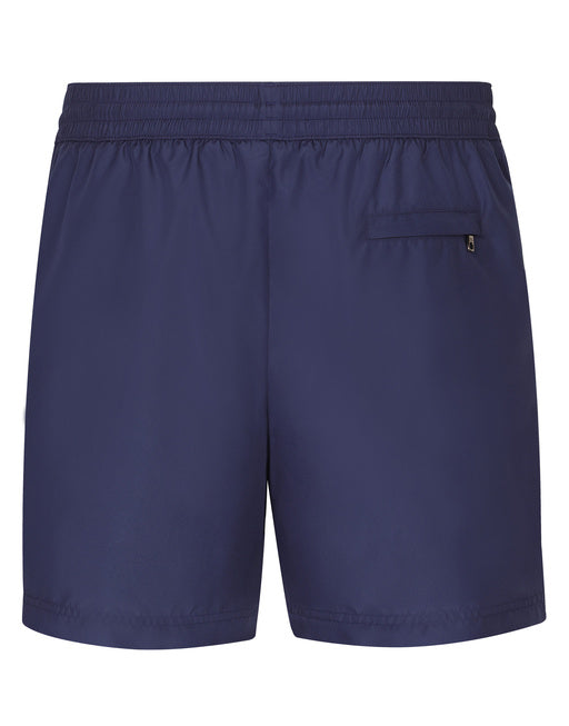 MID-LENGTH SWIM TRUNKS WITH BRANDED PLATE