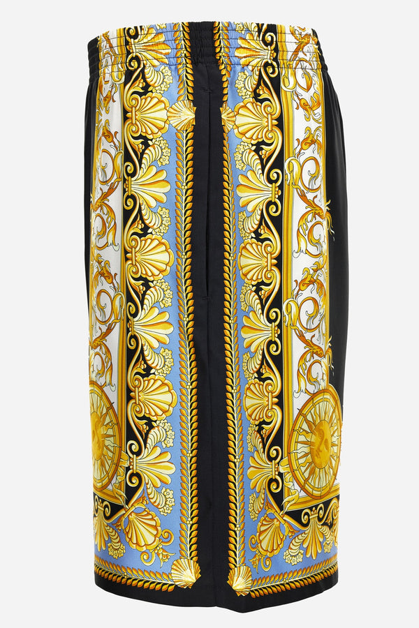 Shorts In Barocco Palm Print Silk Fabric