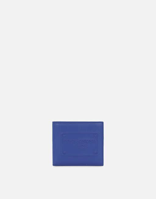 CALFSKIN BIFOLD WALLET WITH RAISED LOGO
