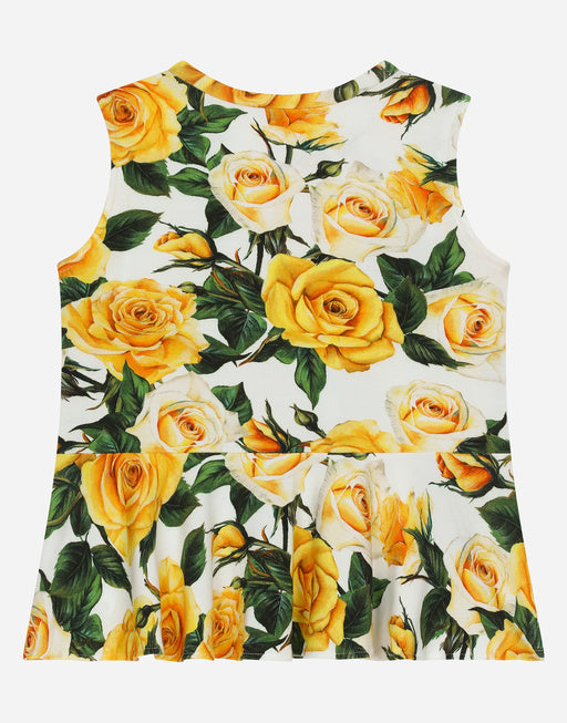 JERSEY TOP WITH YELLOW ROSE PRINT