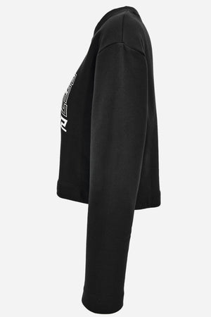 Sweatshirt In Unbrushed Cotton Sweatshirt Fabric With Print + Greek Varsity Logo Strass