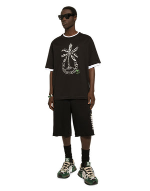 SHORT-SLEEVED BANANA-TREE-PRINT T-SHIRT