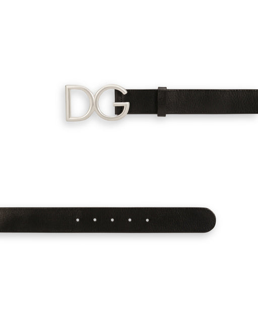 TUMBLED LEATHER BELT WITH DG LOGO