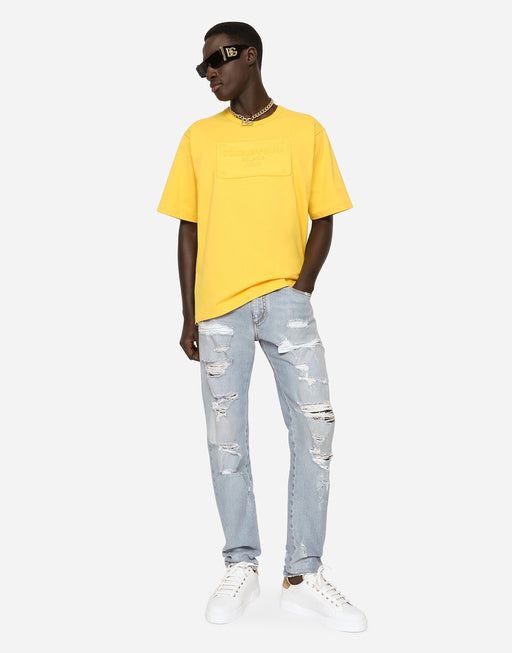 COTTON T-SHIRT WITH EMBOSSED LOGO