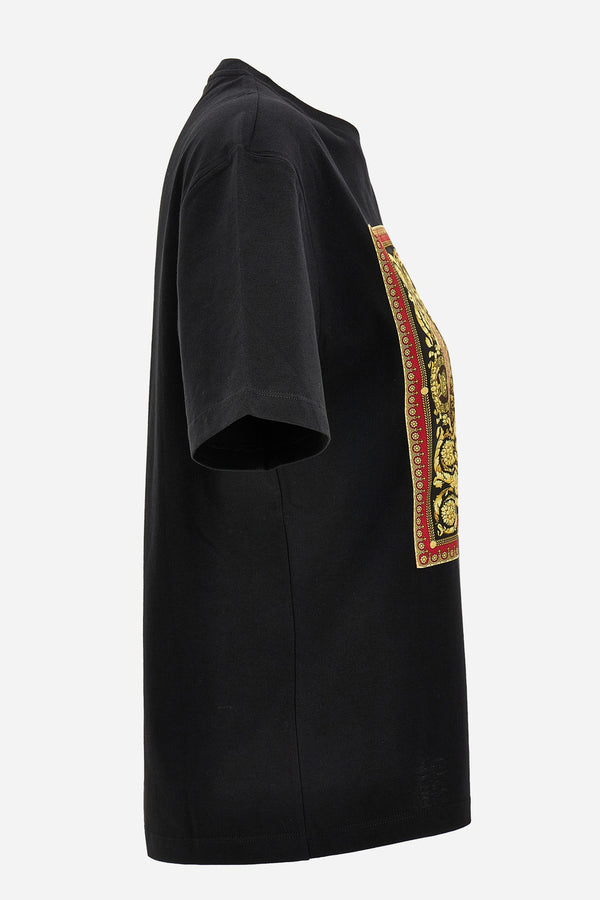 T-Shirt In Cotton Jersey With Foulard Twill Poly Print Barocco 92