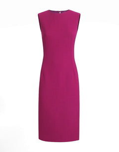 WOOL CREPE CALF-LENGTH SHEATH DRESS