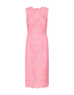 BRANDED STRETCH LACE CALF-LENGTH DRESS
