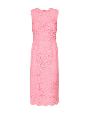 BRANDED STRETCH LACE CALF-LENGTH DRESS