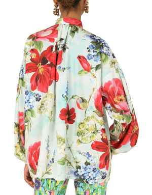 HABOTAI SHIRT WITH PICTORIAL GARDEN PRINT