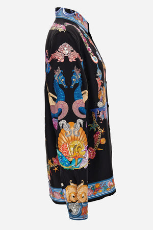 Informal Shirt In Silk Twill  Coral Theatre Print