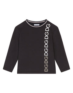 LONG-SLEEVED JERSEY T-SHIRT WITH DG PRINT AND FLOCKED DETAIL