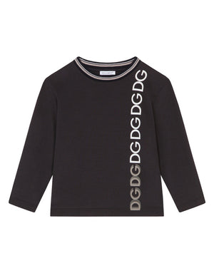 LONG-SLEEVED JERSEY T-SHIRT WITH DG PRINT AND FLOCKED DETAIL