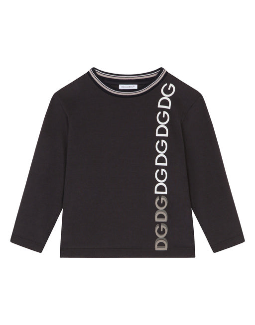LONG-SLEEVED JERSEY T-SHIRT WITH DG PRINT AND FLOCKED DETAIL