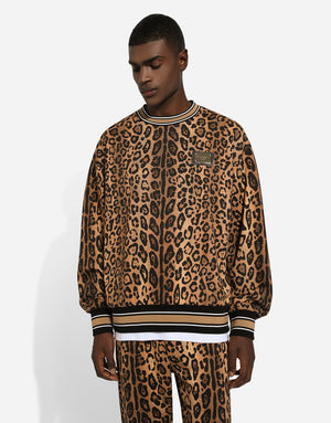 CRESPO LEO PRINTED CREWNECK SWEATSHIRT WITH PLAQUE