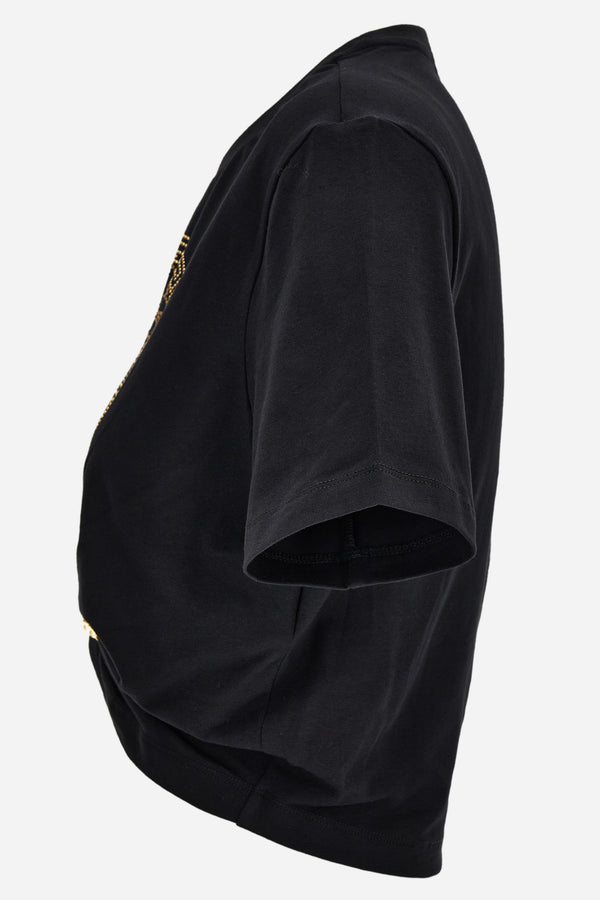 T-Shirt In Organic Stretch Cotton Jersey-Medusa Embroidery