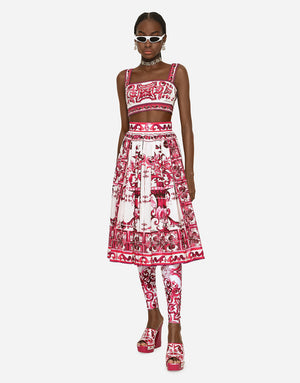 POPLIN MIDI SKIRT WITH MAJOLICA PRINT
