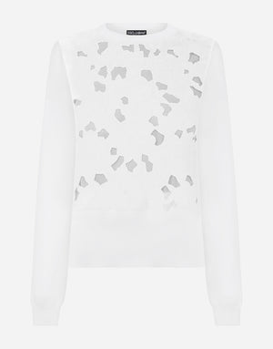 SILK SWEATER WITH OPENWORK EMBROIDERY