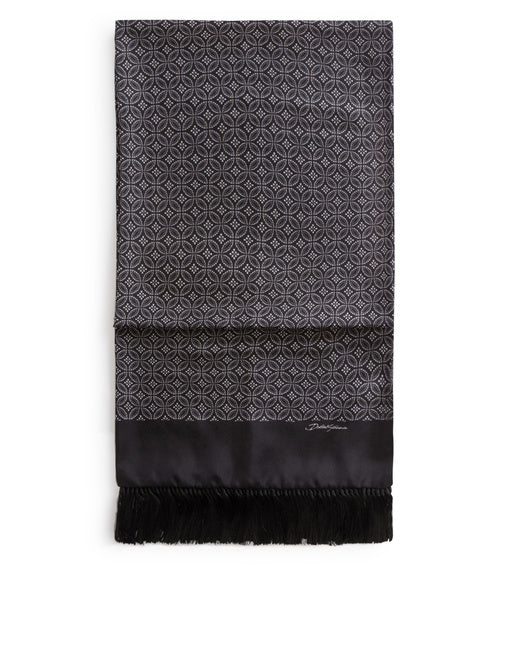 SILK JACQUARD SCARF WITH FRINGING
