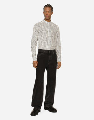 POPLIN GOLD-FIT SHIRT WITH DG LOGO PRINT