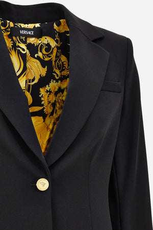 Informal Jacket In Granite Stretch Wool With Barocco Palm Allover Printed Lining