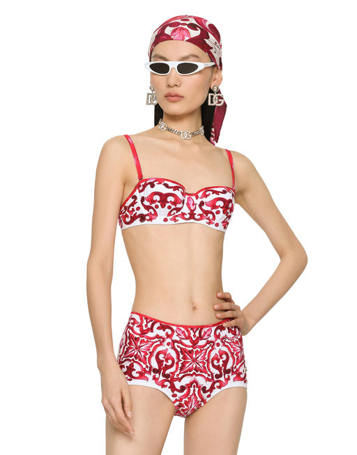 MAJOLICA-PRINT PADDED BIKINI