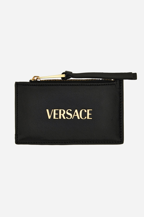 Versace Tag Card Case In Lamb Leather
