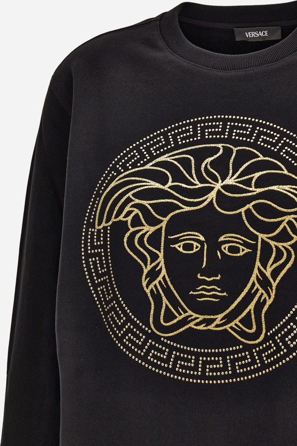 Sweatshirt In Non-Brushed Sweat Fabric-Medusa Embroidery