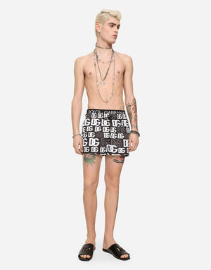 SHORT SWIM TRUNKS WITH ALL-OVER DG PRINT