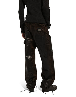 OVERSIZE COATED DENIM JEANS WITH SIDE POCKET