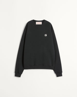 Felpa Girocollo In Cotone Con Patch Chez Valentino