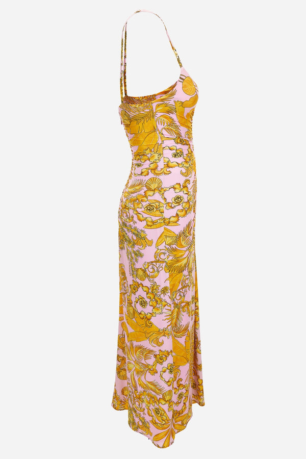 Dress In Jersey Barocco Palm Allover Print