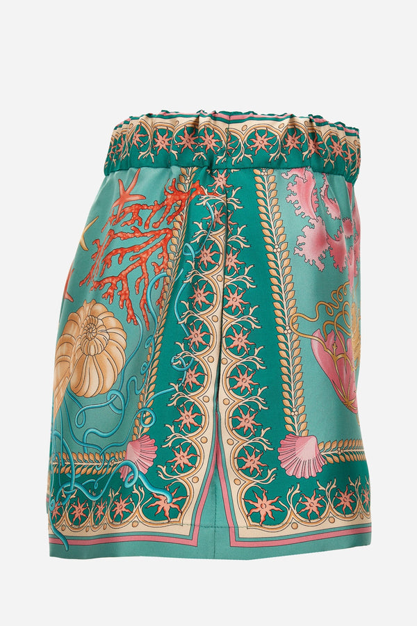 Shorts In Underwater Barocco Foulard On Silk Twill