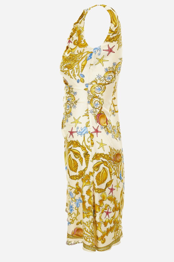 Dress In Underwater Barocco Foulard On Responsible Viscose Liquid Jersey