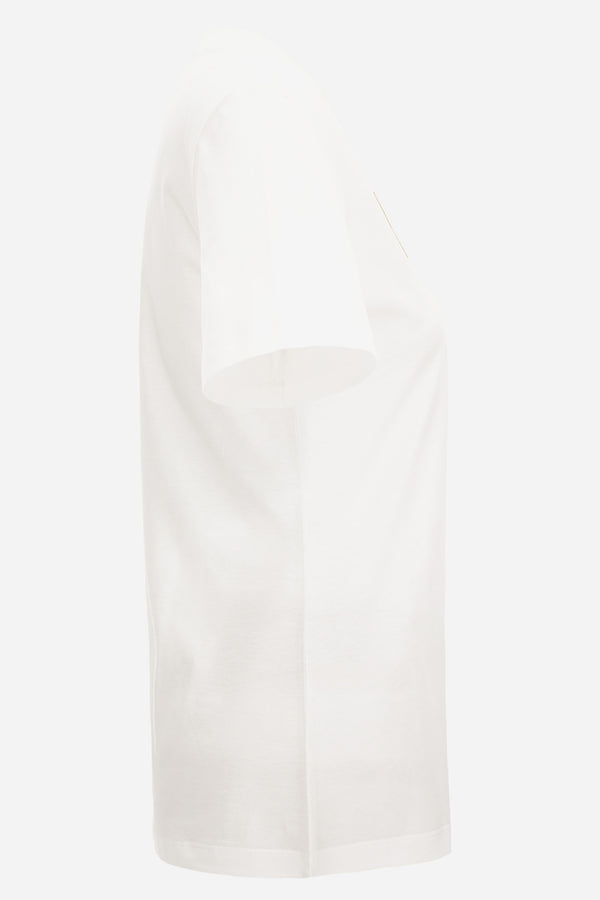 T-Shirt In Jersey Fabric-Versace Outline Embroidery