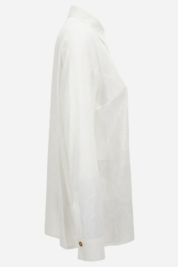 Formal Shirt In Crepe De Chine Silk Blend Baroque Stencil Print