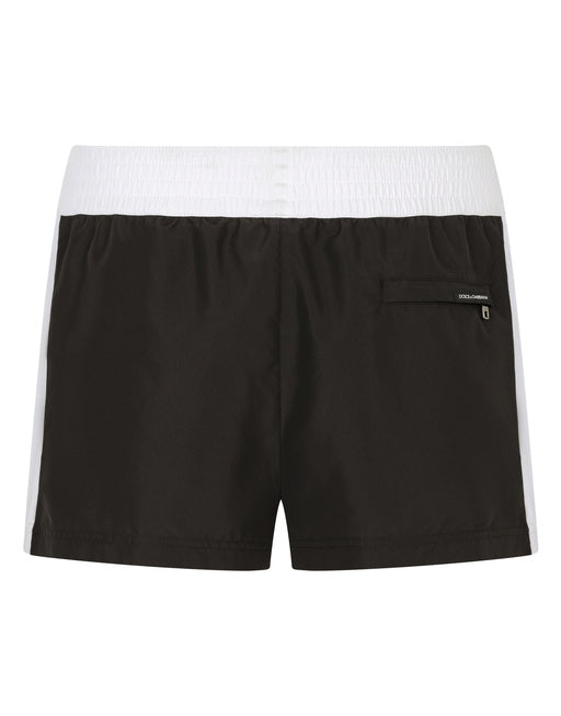 TWO-TONE SHORT SWIM TRUNKS WITH DG PATCH