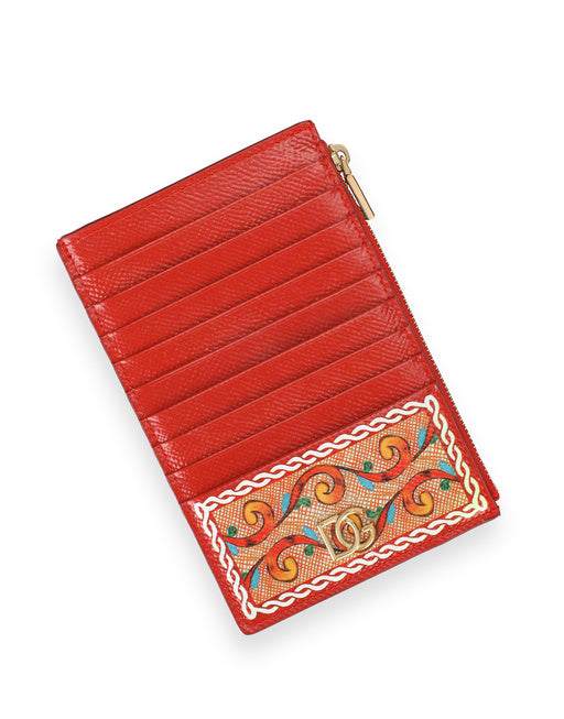 LARGE VERTICAL CARD HOLDER IN CARRETTO-PRINT DAUPHINE CALFSKIN