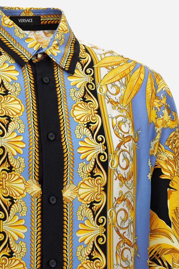 Informal Shirt In Barocco Palm Print Silk Fabric