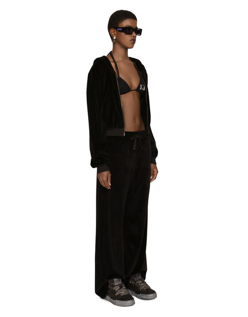 COTTON CHENILLE JOGGING PANTS WITH DGVIB3 EMBROIDERY