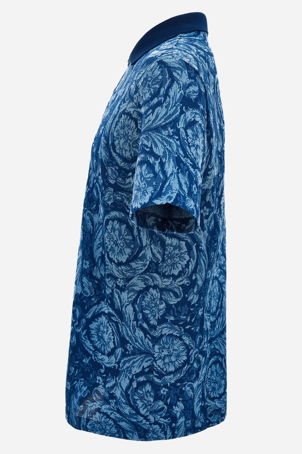 Polo In Barocco Jacquard Piquet Fabric